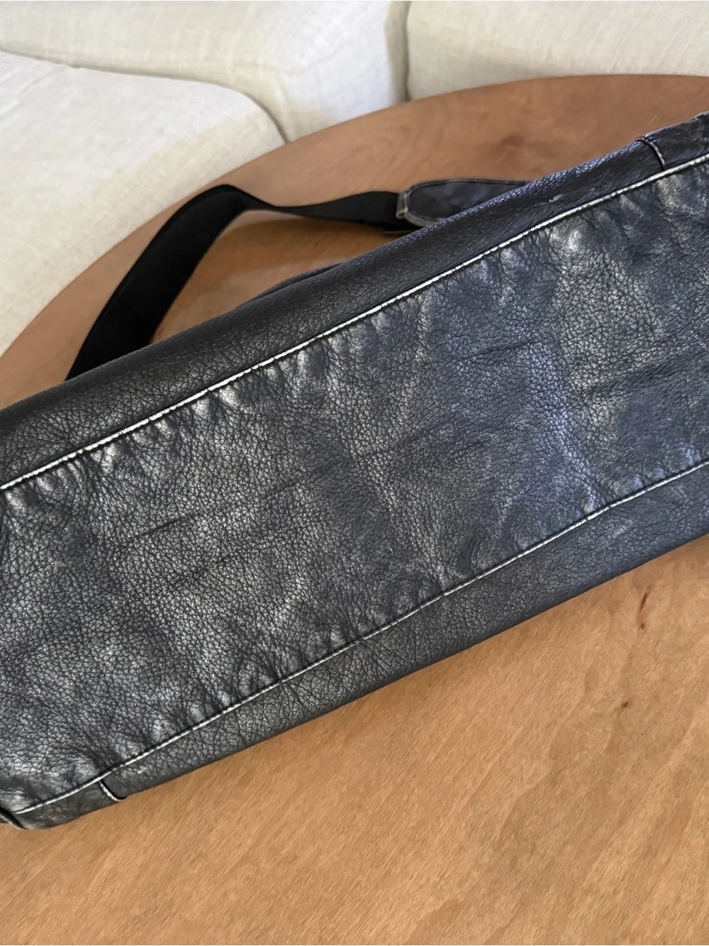 Black Leather-Style NFL Raiders Duffle Bag